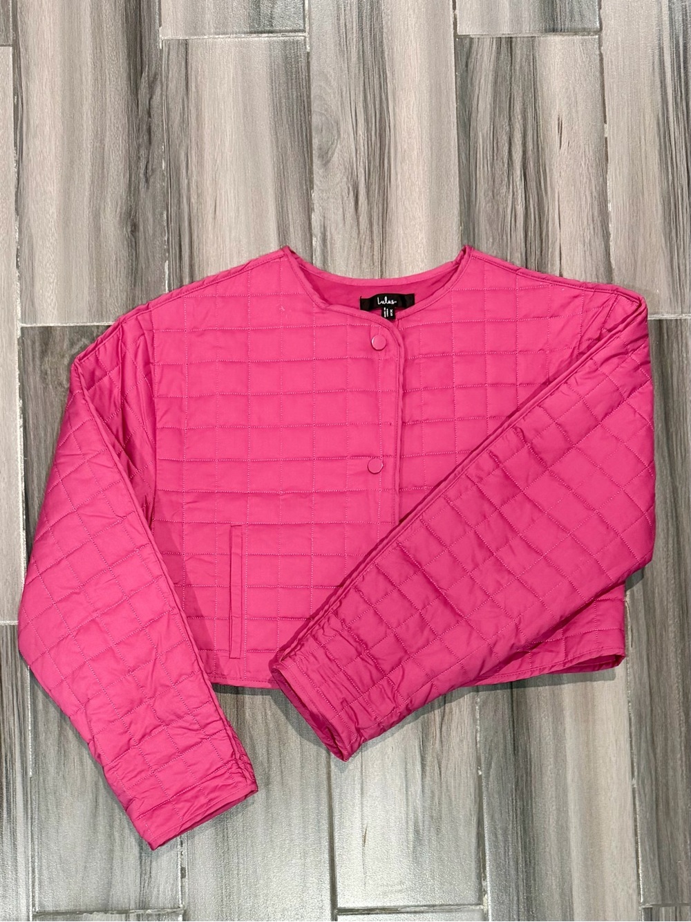 Lulu's Hot Pink Quilted Cropped Puffer Jacket